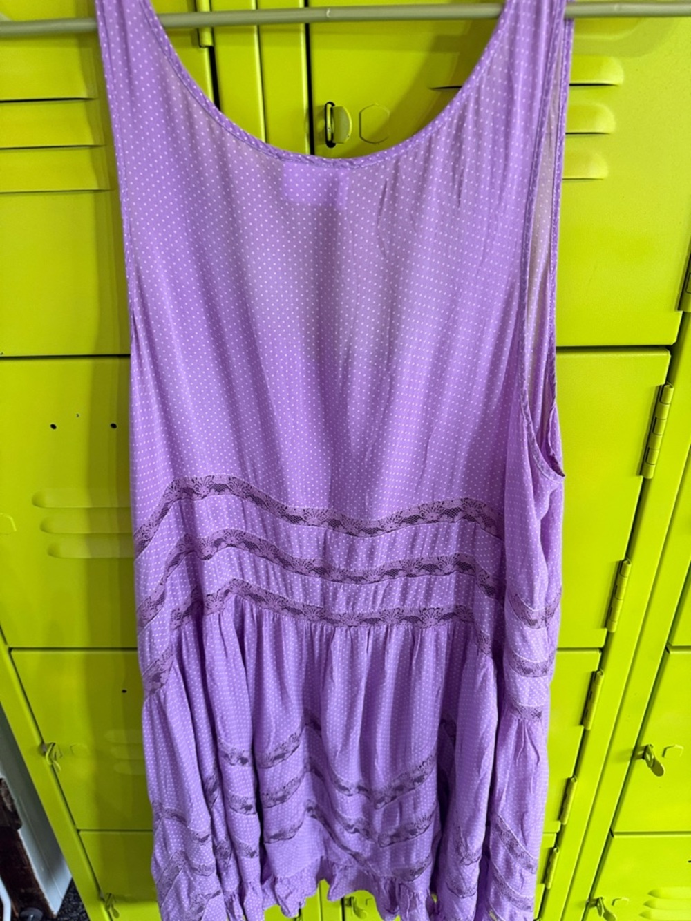 Lavender Scoop-Neck Tank Dress with Lace Trim - Picture 6 of 6